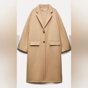 Zara Wool Blend Classic Tan Trench Coat